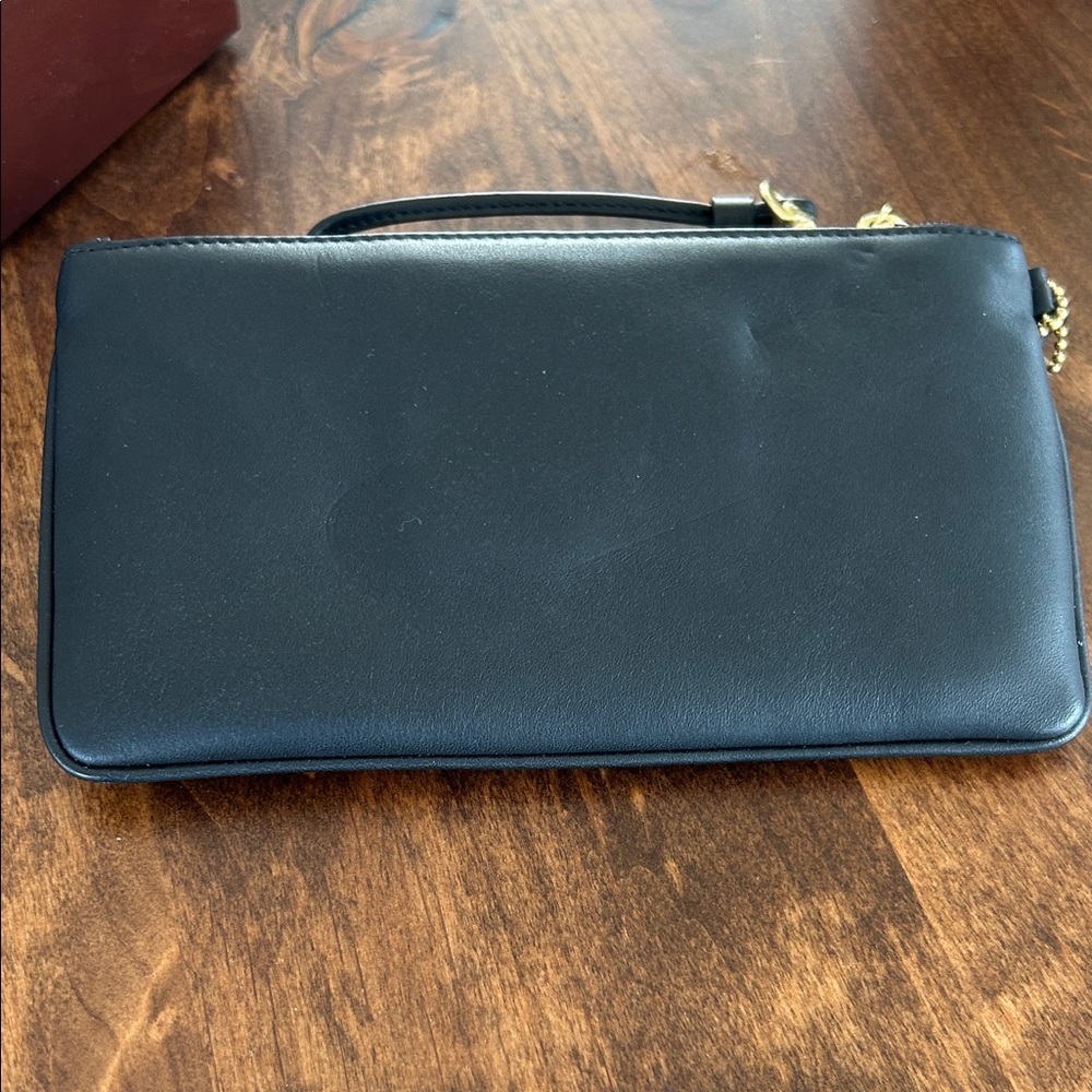 Coach Black Leather Wristlet with Gold Accents - Picture 3 of 5